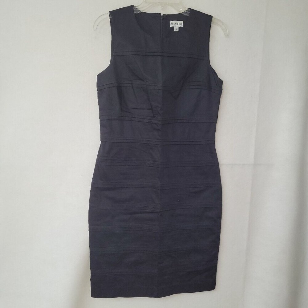 Marvin Richards Dress Womens 6 Black Sheath Pleated Stretch Minimalist Classic